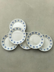 Assiettes céramique motif floral bleu