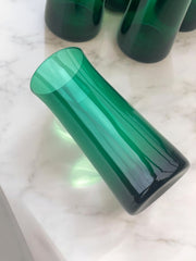 6 grands verres à eau en verre vert années 70