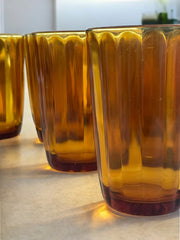 15 verres à eau ambrés vintage
