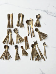 Ménagère 117 pièces en laiton imitation bambou, années 60