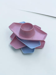 Coquetiers roses et bleus DBP années 70