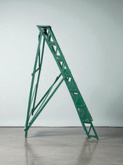 Ancien grand escabeau en bois peinture d’origine, 1920-30