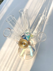 Bouquet de six flûtes à champagne tige colorée