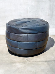 Pouf patchwork bleu année 70