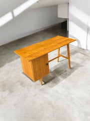 Bureau vintage en bois clair style Baumann années 50/60