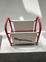 Porte magazines rouge et beige rétro