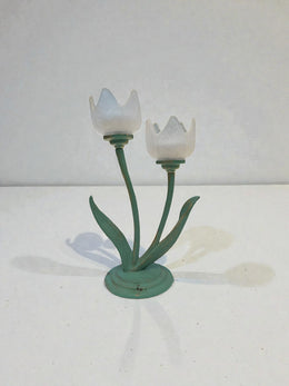 Bougeoir tulipe metal et verre