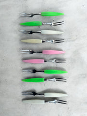 10 fourchettes apéritives vintage colorées