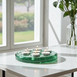 Bougeoir vintage verre vert 7 bougies
