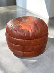 Pouf patchwork années 70 cognac