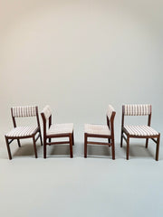 4 Chaises vintage en bois et tweed goût Baumann