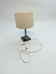 Lampe colonne laiton abat-jour lin beige