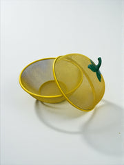 Corbeille à fruits métallique jaune