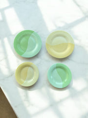 Assiettes Luminarc vintage jaunes et vertes, 16 pièces