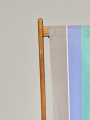 Chaise de jardin pliable vintage en bois et tissu coloré