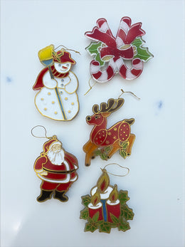 Lot de 5 décos de Noël « catch light » années 70