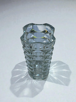 Vase en verre motifs géométrique verre moulé années 60-70