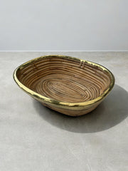 Corbeille ou vide poche rotin bord laiton années 70