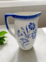 Grand pichet bleu et blanc faïence Boch Frères