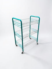 Desserte à roulette turquoise et blanche