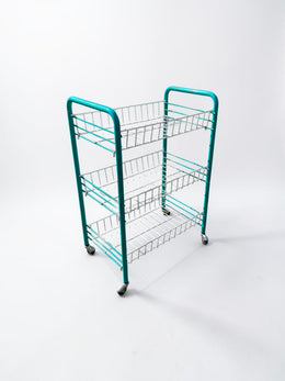 Desserte à roulette turquoise et blanche