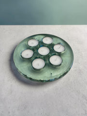 Bougeoir vintage verre vert 7 bougies