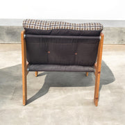 Fauteuil tissu graphique esprit scandinave en pin années 80