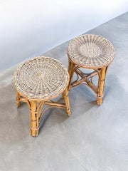 Paire de tabourets rotin années 70