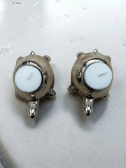 Duo de porte-bougie tortue en métal argenté