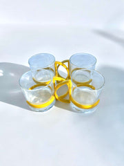 4 tasses jaunes années 80