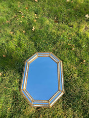 Sublime miroir à parcloses encadrement doré à la feuille attribué à LaBarge, 1970