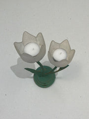 Bougeoir tulipe metal et verre