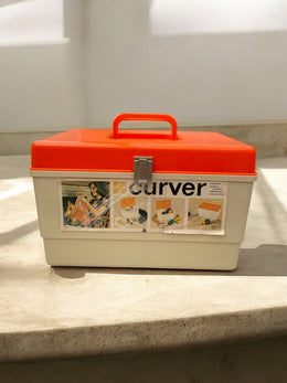 Boîte à couture Curver orange crème 70's