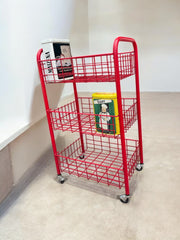 Desserte rouge en métal années 70