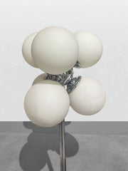 Lampadaire chromé avec globes en opaline, années 60-70, dans le goût de Kaiser Leuchten,ère spatiale