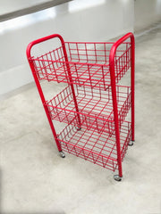 Desserte rouge en métal années 70