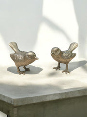 Petit couple d’oiseau métal chromé