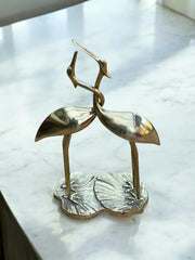 Grand couple d’échassiers en laiton