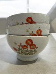 3 grands bols coquelicot