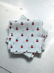 6 Serviettes en tissu coquelicots