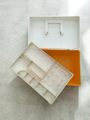 Boîte à couture jaune Curver années 70