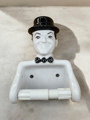 Porte rouleau papier WC céramique Laurel (et Hardy)