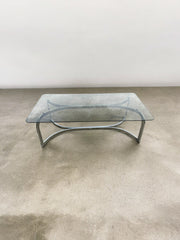 Table basse en verre et métal chromé