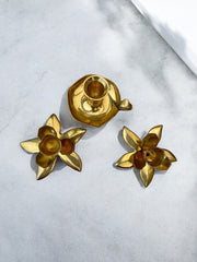 Trio de bougeoirs en laiton