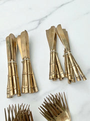 Ménagère 117 pièces en laiton imitation bambou, années 60