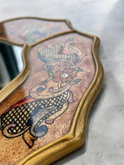 Petit miroir style péruvien des années 50 peint à la main