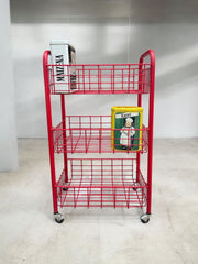 Desserte rouge en métal années 70