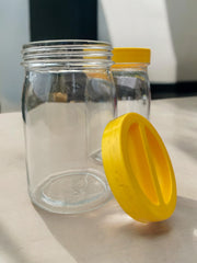 2 bocaux de conservation couvercle jaune plastique made in Italy, Borgonovo