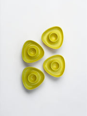 4 coquetiers jaunes triangulaires années 70