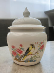 Bonbonnière motif oiseau verre de lait